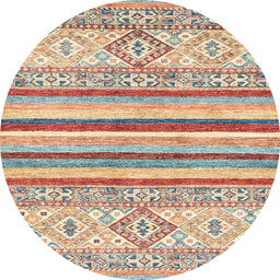Round Abstract Rust Pink Modern Rug, abs2440