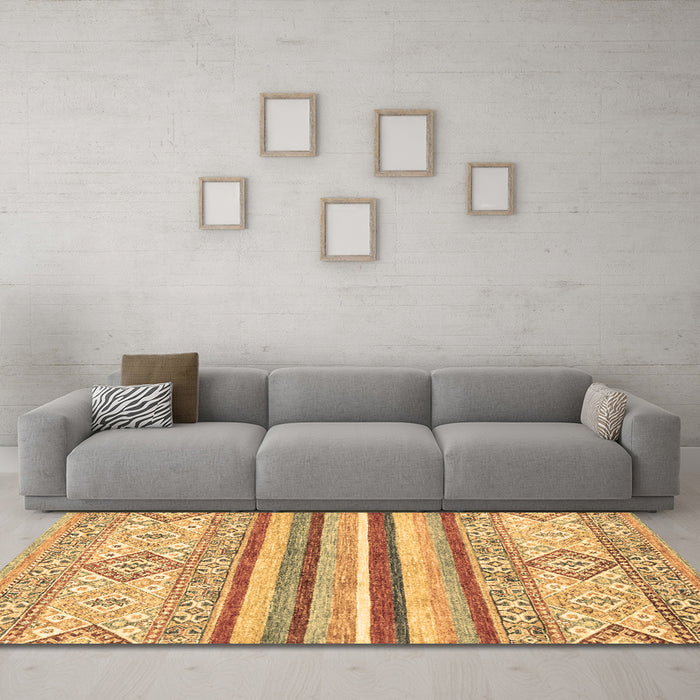 Machine Washable Abstract Brown Modern Rug in a Living Room,, wshabs2440brn