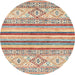 Round Machine Washable Abstract Rust Pink Rug, wshabs2440