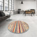 Round Machine Washable Abstract Rust Pink Rug in a Office, wshabs2440