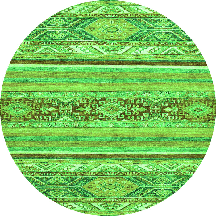 Round Machine Washable Abstract Green Modern Area Rugs, wshabs2441grn