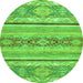 Round Machine Washable Abstract Green Modern Area Rugs, wshabs2441grn