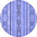 Round Abstract Blue Modern Rug, abs2441blu