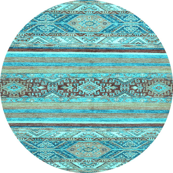 Round Machine Washable Abstract Light Blue Modern Rug, wshabs2441lblu