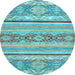 Round Machine Washable Abstract Light Blue Modern Rug, wshabs2441lblu