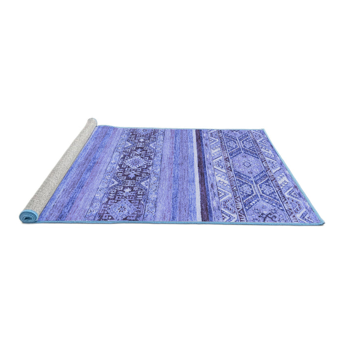 Sideview of Machine Washable Abstract Blue Modern Rug, wshabs2441blu
