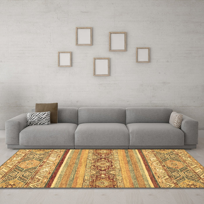 Machine Washable Abstract Brown Modern Rug in a Living Room,, wshabs2441brn