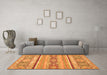 Machine Washable Abstract Orange Modern Area Rugs in a Living Room, wshabs2441org