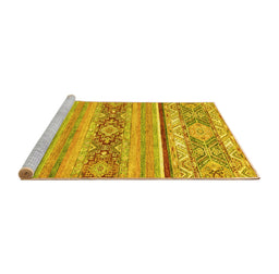 Sideview of Machine Washable Abstract Yellow Modern Rug, wshabs2441yw