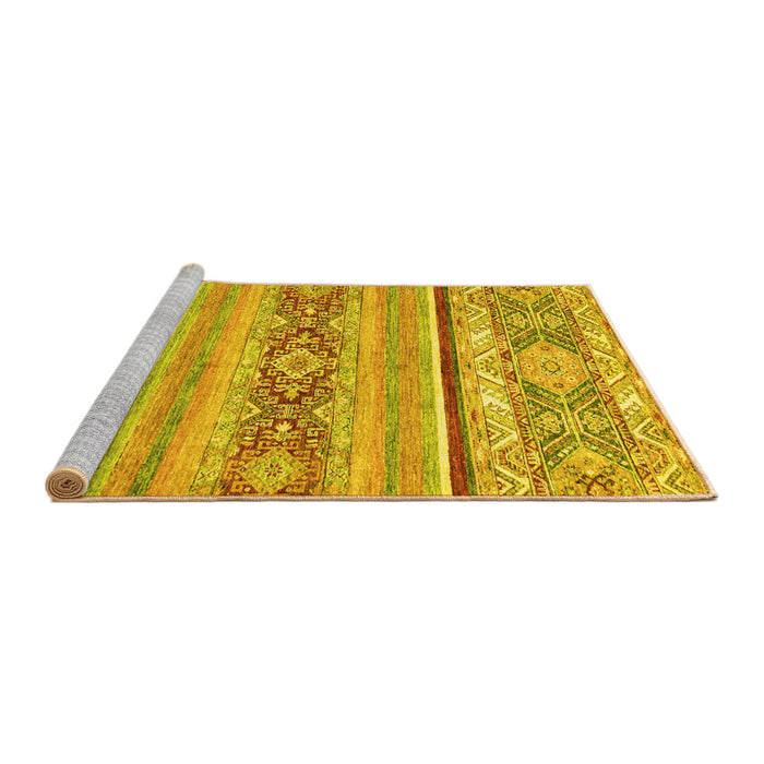 Sideview of Machine Washable Abstract Yellow Modern Rug, wshabs2441yw