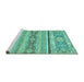 Sideview of Machine Washable Abstract Turquoise Modern Area Rugs, wshabs2441turq