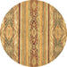 Round Abstract Brown Modern Rug, abs2441brn