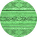 Round Abstract Emerald Green Modern Rug, abs2441emgrn