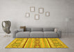 Machine Washable Abstract Yellow Modern Rug in a Living Room, wshabs2441yw