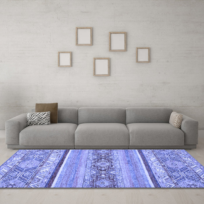 Machine Washable Abstract Blue Modern Rug in a Living Room, wshabs2441blu