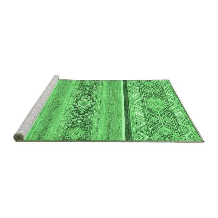 Sideview of Machine Washable Abstract Emerald Green Modern Area Rugs, wshabs2441emgrn