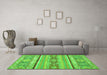 Machine Washable Abstract Green Modern Area Rugs in a Living Room,, wshabs2441grn