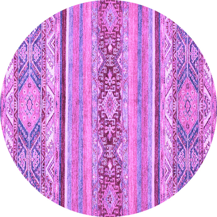 Round Machine Washable Abstract Purple Modern Area Rugs, wshabs2441pur