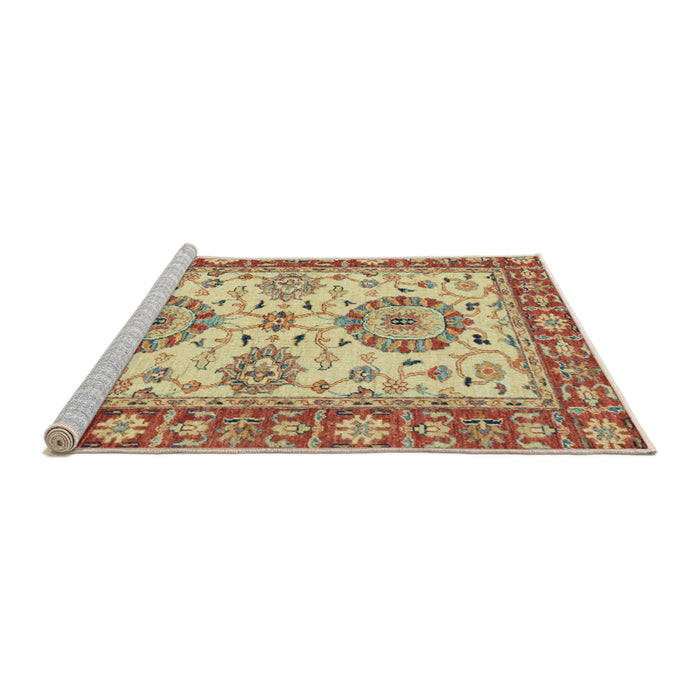 Sideview of Machine Washable Abstract Red Rug, wshabs2442