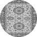 Round Machine Washable Oriental Gray Traditional Rug, wshabs2442gry