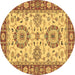 Round Oriental Brown Traditional Rug, abs2442brn