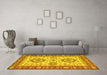 Machine Washable Oriental Yellow Traditional Rug in a Living Room, wshabs2442yw