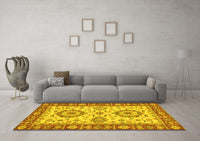 Machine Washable Oriental Yellow Traditional Rug, wshabs2442yw