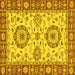 Square Machine Washable Oriental Yellow Traditional Rug, wshabs2442yw