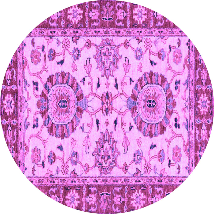 Round Machine Washable Oriental Purple Traditional Area Rugs, wshabs2442pur