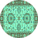 Round Oriental Turquoise Traditional Rug, abs2442turq