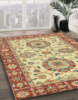 Machine Washable Abstract Red Rug in a Family Room, wshabs2442
