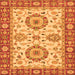 Square Machine Washable Oriental Orange Traditional Area Rugs, wshabs2442org