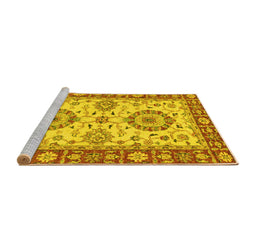 Sideview of Machine Washable Oriental Yellow Traditional Rug, wshabs2442yw