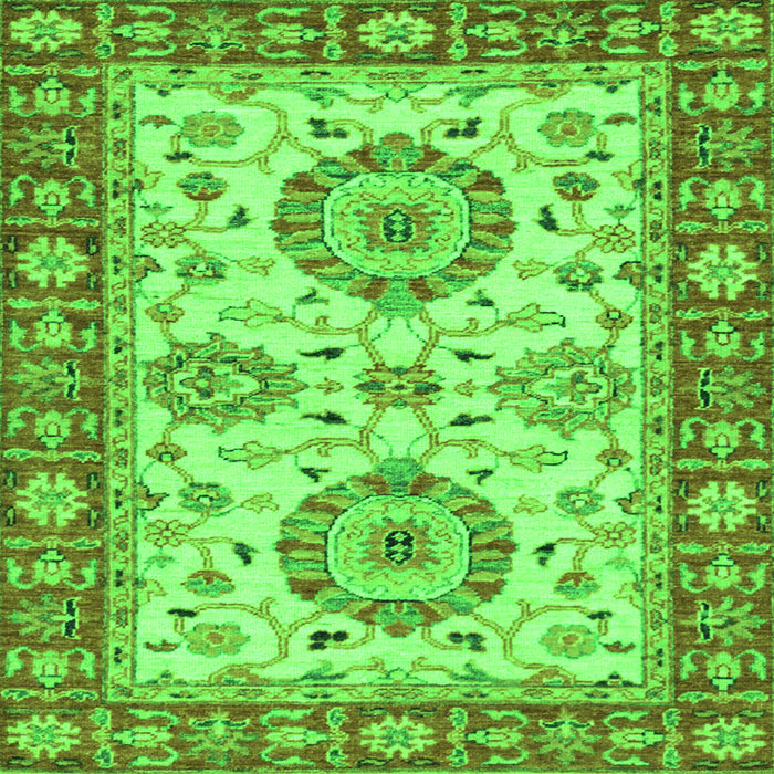Square Oriental Green Traditional Rug, abs2442grn