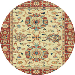Round Machine Washable Abstract Red Rug, wshabs2442