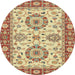 Round Machine Washable Abstract Red Rug, wshabs2442