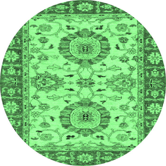 Round Oriental Emerald Green Traditional Rug, abs2442emgrn