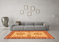 Machine Washable Oriental Orange Traditional Rug, wshabs2442org