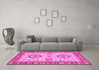 Machine Washable Oriental Pink Traditional Rug, wshabs2442pnk