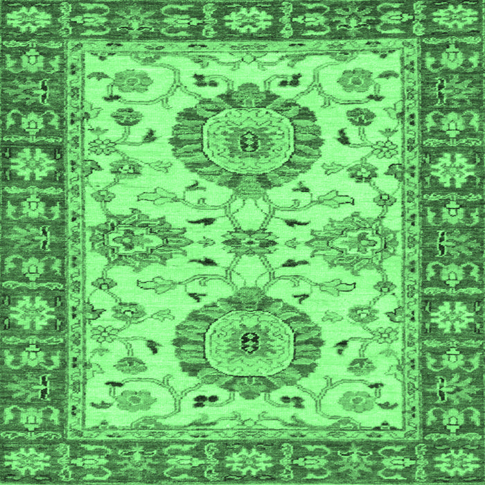 Square Oriental Emerald Green Traditional Rug, abs2442emgrn