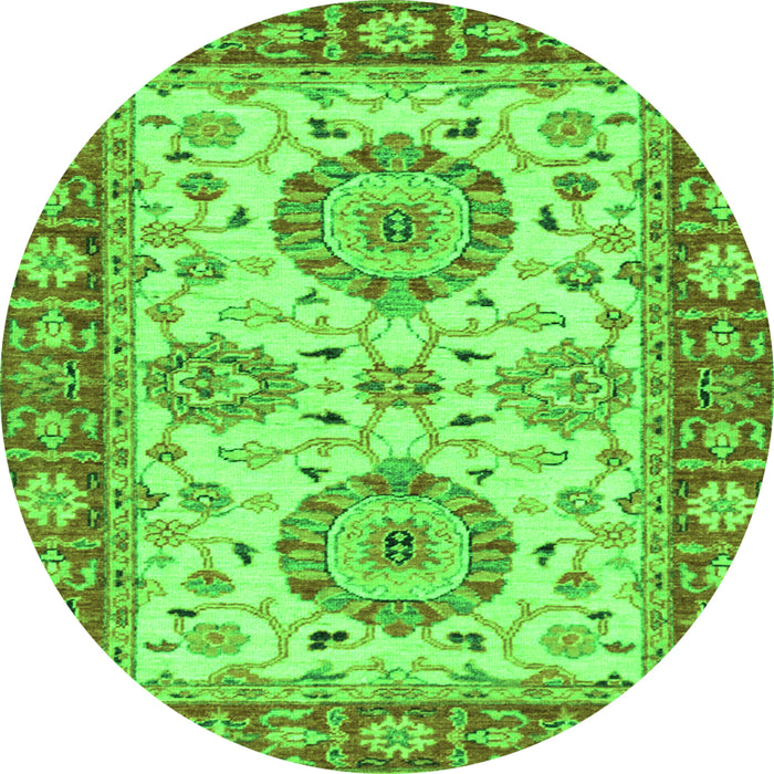 Round Oriental Green Traditional Rug, abs2442grn