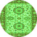 Round Oriental Green Traditional Rug, abs2442grn