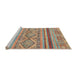 Sideview of Machine Washable Abstract Dark Khaki Green Rug, wshabs2443