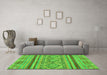 Machine Washable Abstract Green Modern Area Rugs in a Living Room,, wshabs2443grn