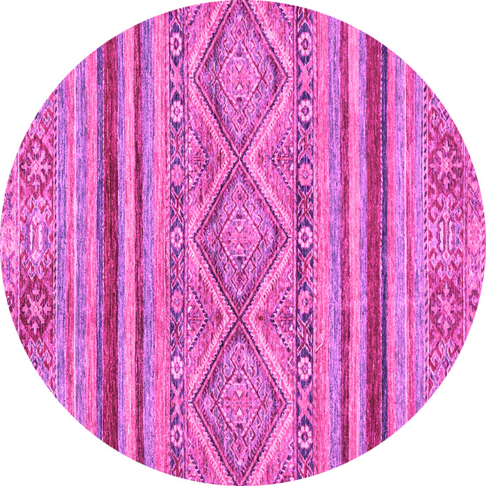 Round Machine Washable Abstract Pink Modern Rug, wshabs2443pnk