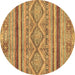 Round Abstract Brown Modern Rug, abs2443brn