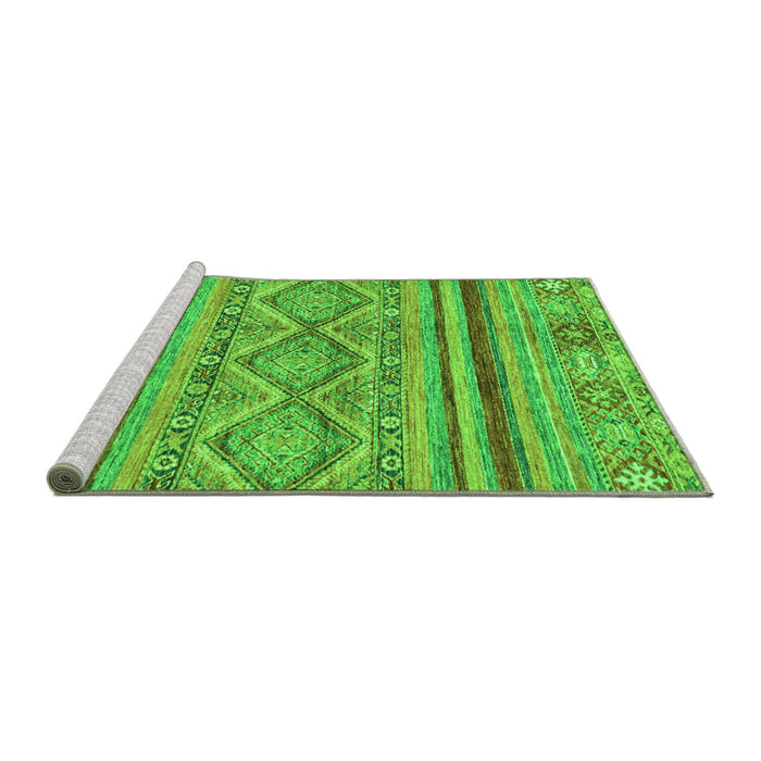 Sideview of Machine Washable Abstract Green Modern Area Rugs, wshabs2443grn