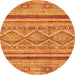 Round Machine Washable Abstract Orange Modern Area Rugs, wshabs2443org