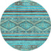 Round Abstract Light Blue Modern Rug, abs2443lblu