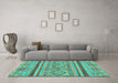 Machine Washable Abstract Turquoise Modern Area Rugs in a Living Room,, wshabs2443turq